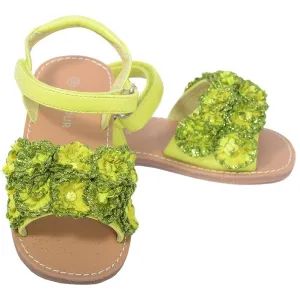 Lime Sparkle Flower Summer Sandal Toddler Girl 5-10