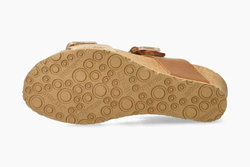 Mephisto "Lissia" Camel/Gold - Cork Wedge Sandal