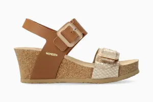 Mephisto "Lissia" Camel/Gold - Cork Wedge Sandal