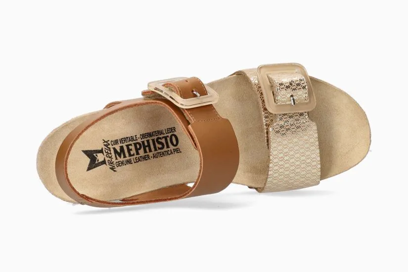 Mephisto "Lissia" Camel/Gold - Cork Wedge Sandal