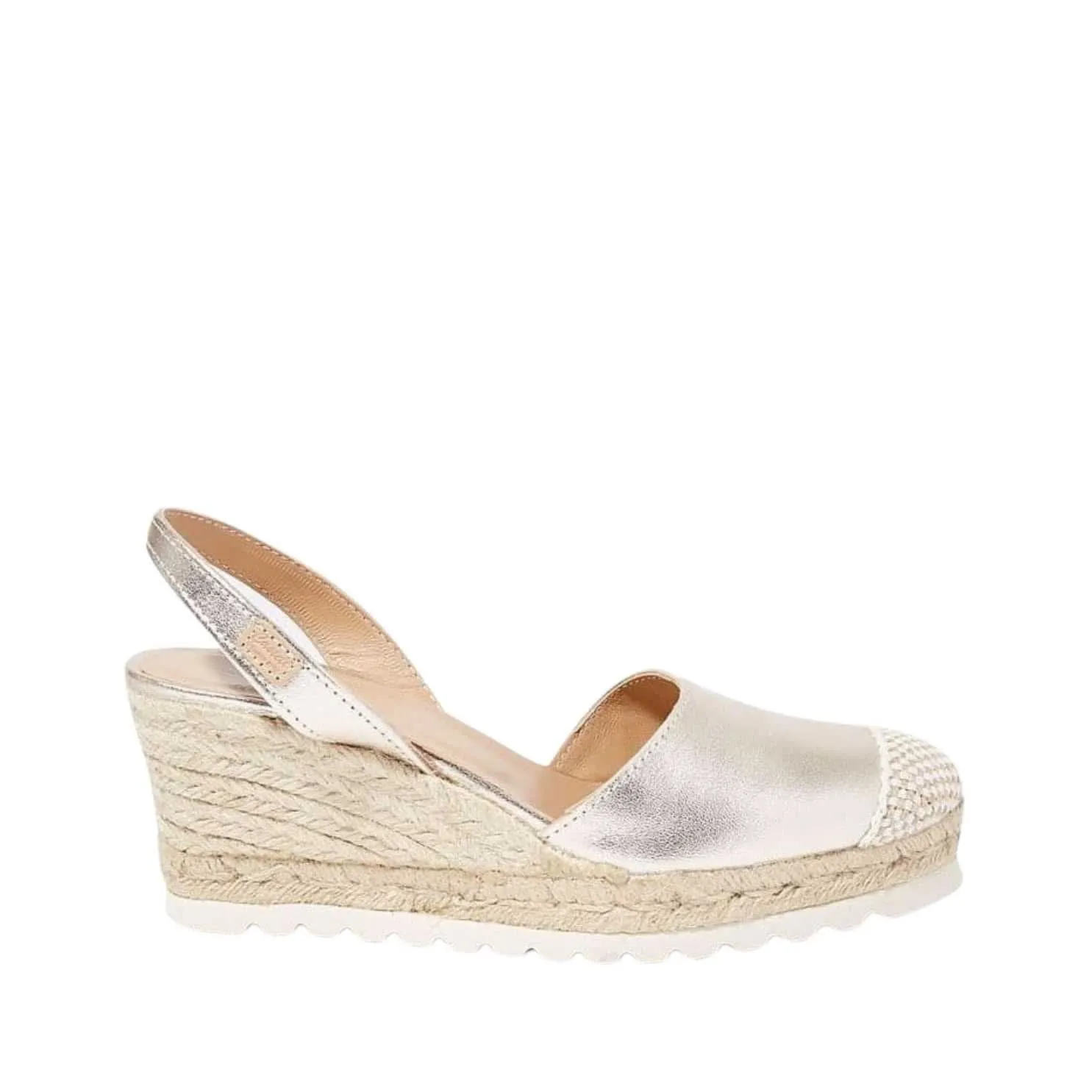 Metallic Closed Toe Leather Espadrille - Frida Montada 1924