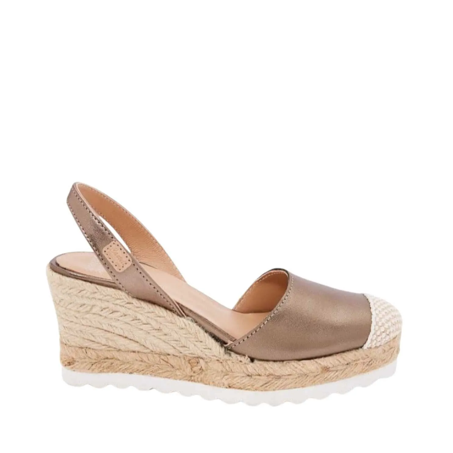 Metallic Closed Toe Leather Espadrille - Frida Montada 1924