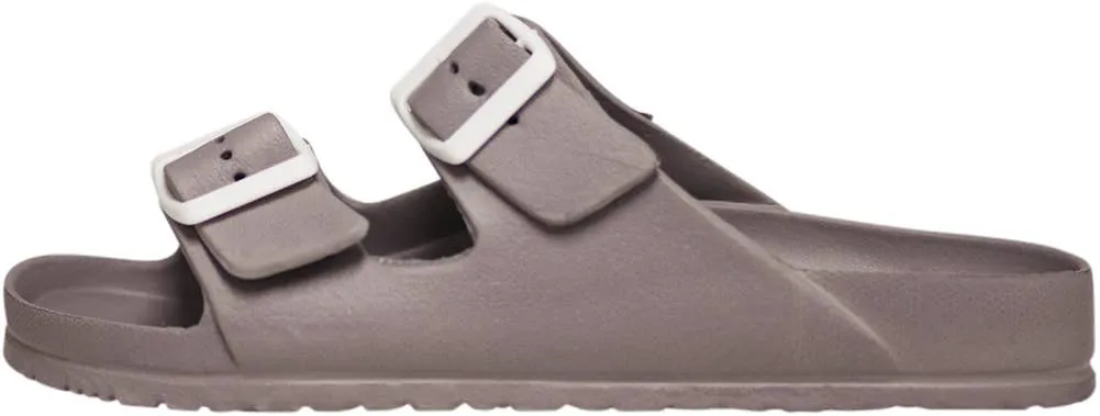 Norty Womens 2 Buckle Slide Clog Grey