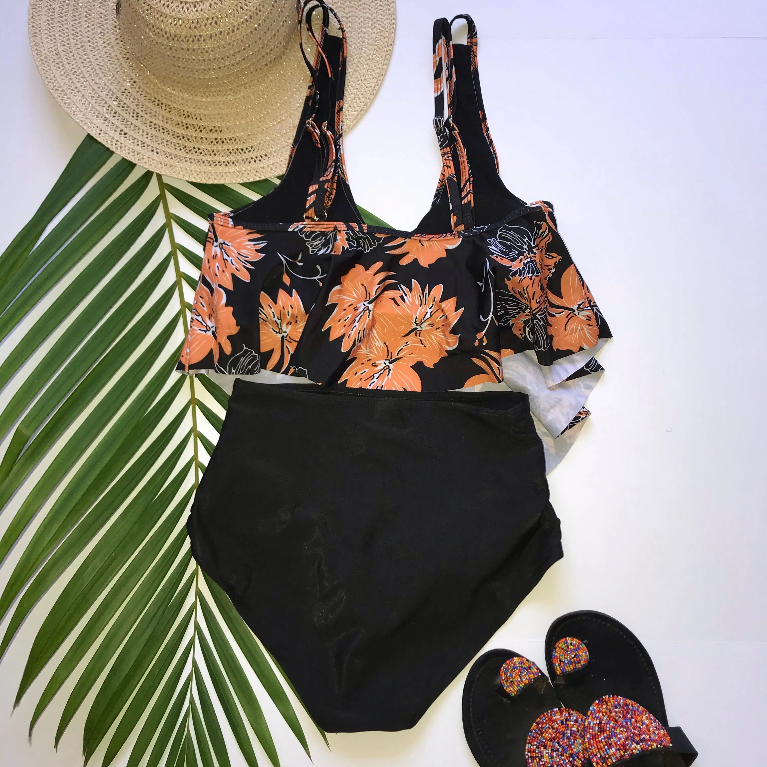 one piece off shoulder ruffled floral swimsuit