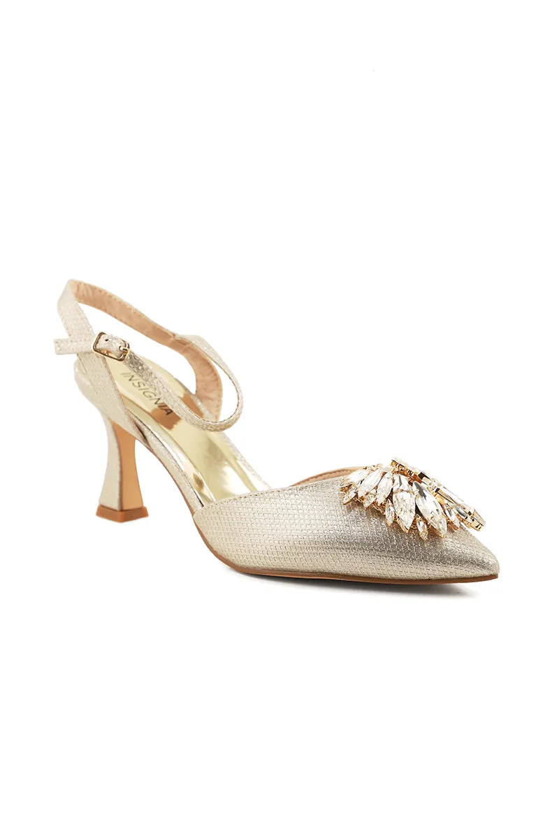 Party Wear Sling Back I47211-Golden