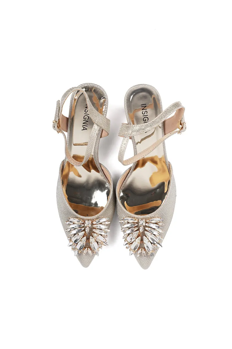 Party Wear Sling Back I47211-Golden