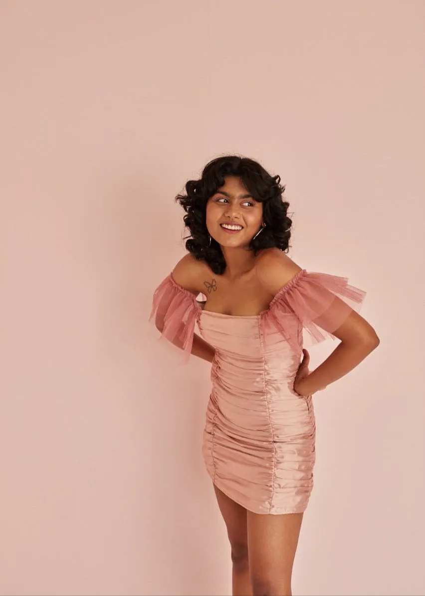 Penelope Pink Ruched Mini Dress