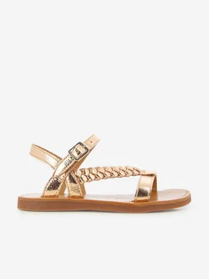 Pom D'Api Girls Leather Plagette Antik Sandals in Pink