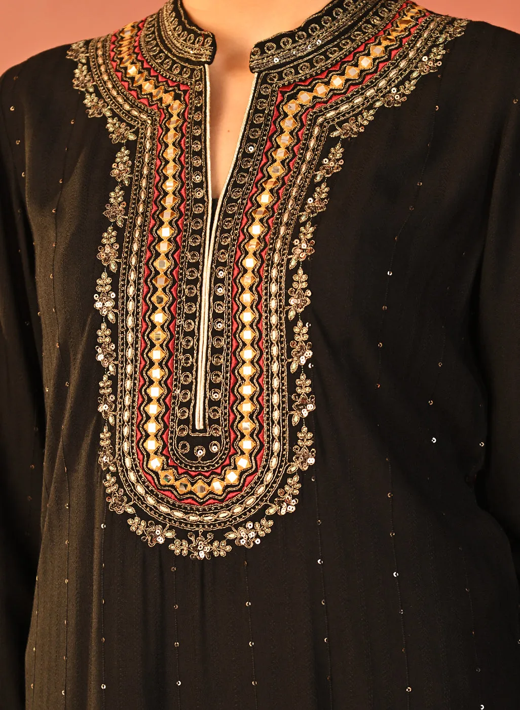 Raima Black Embroidered Rayon Kurta Set for Women
