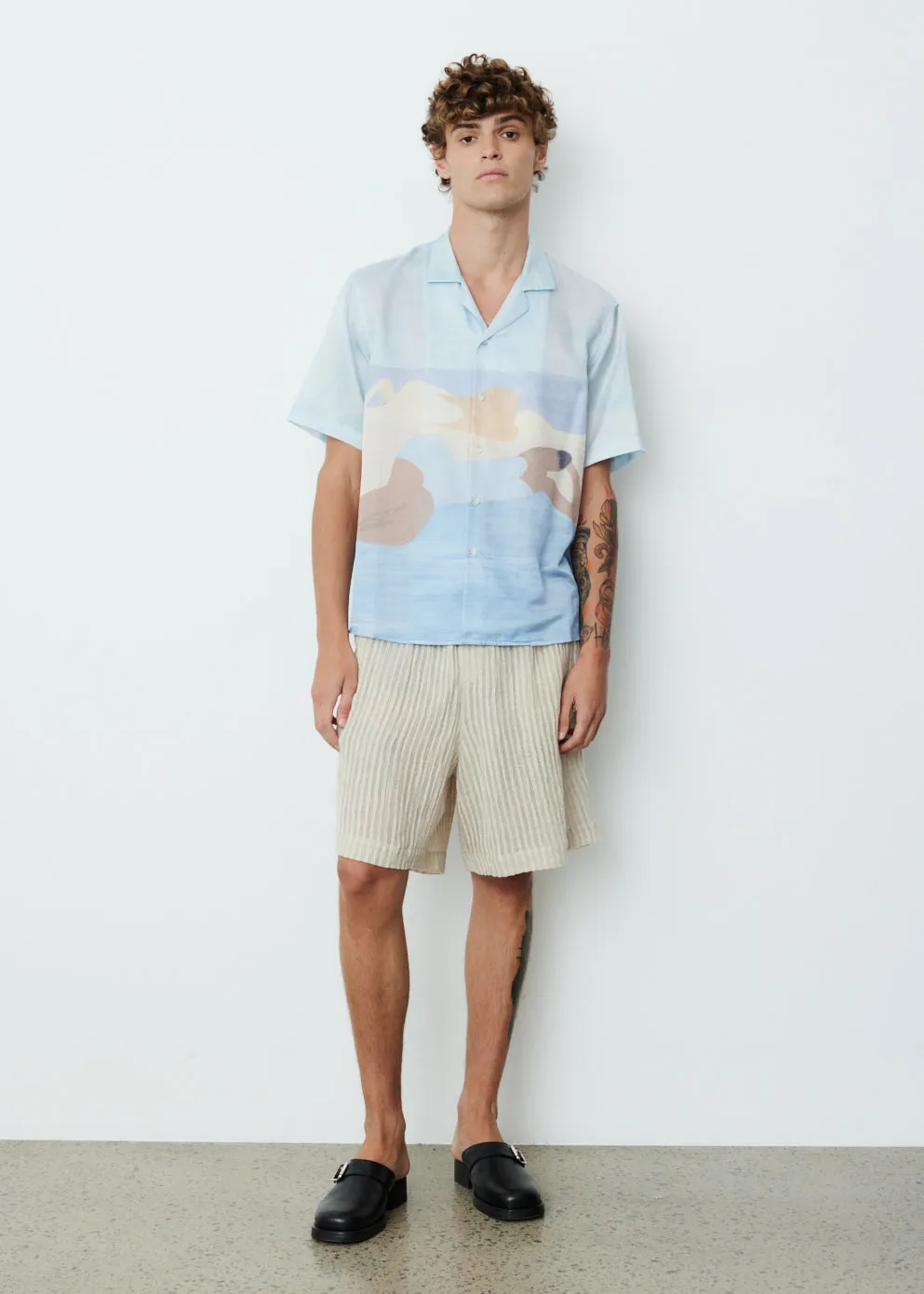 Silk Cotton Camp Collar Shirt