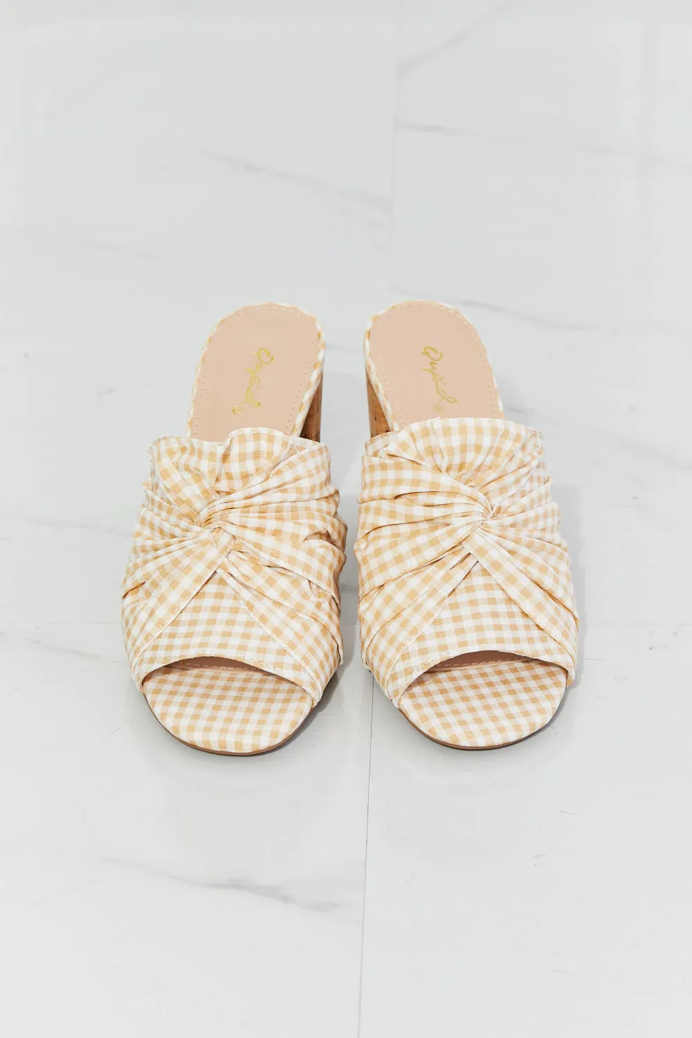 Sunny Days Gingham Cork Heel Sandals
