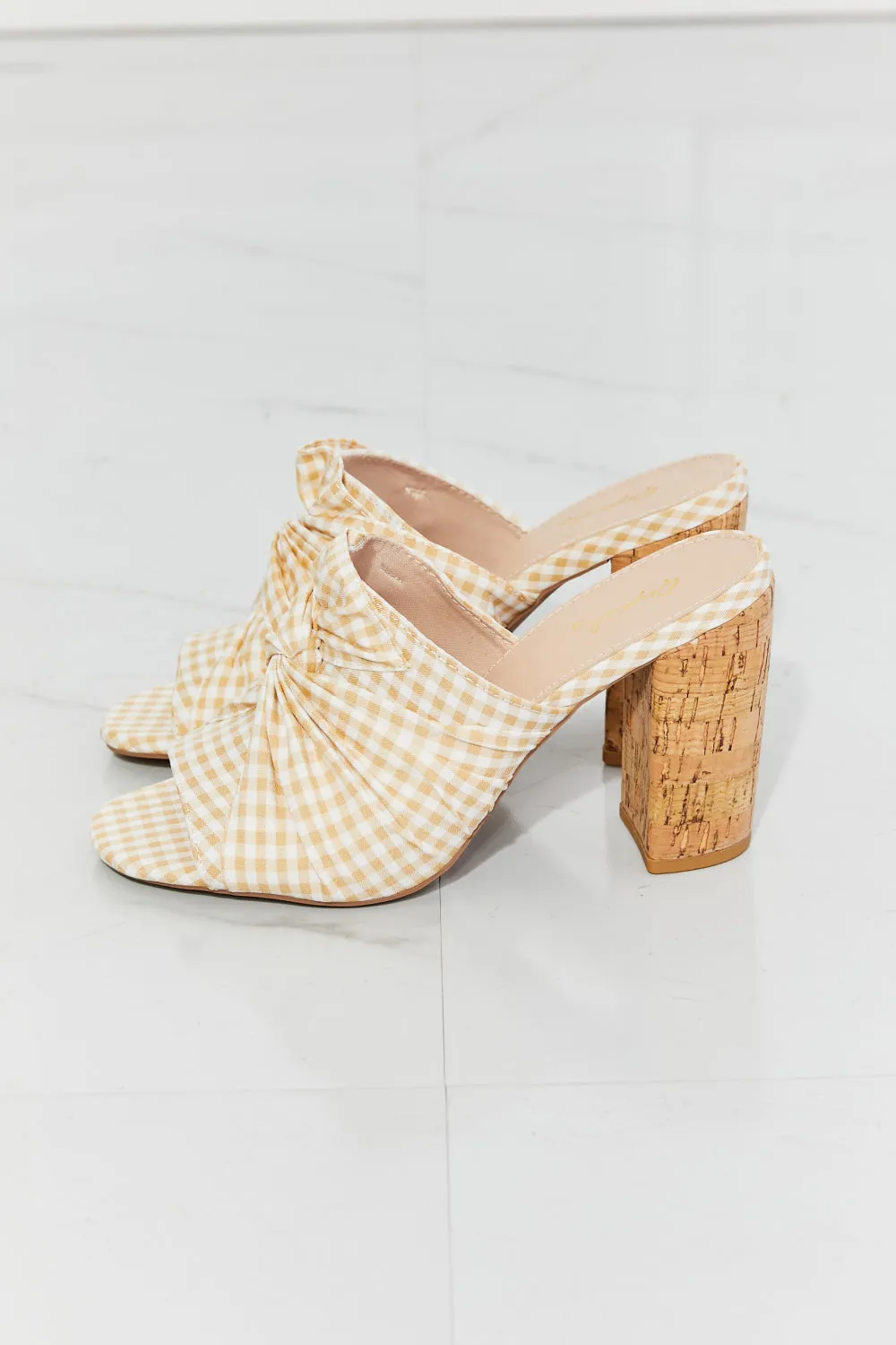Sunny Days Gingham Cork Heel Sandals