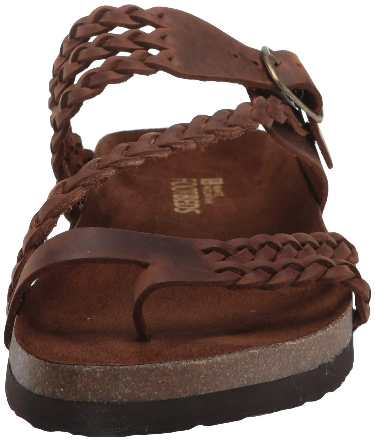 White Mountain Hayleigh Brown Leather Flats Casual Slip On Footbeds Sandals