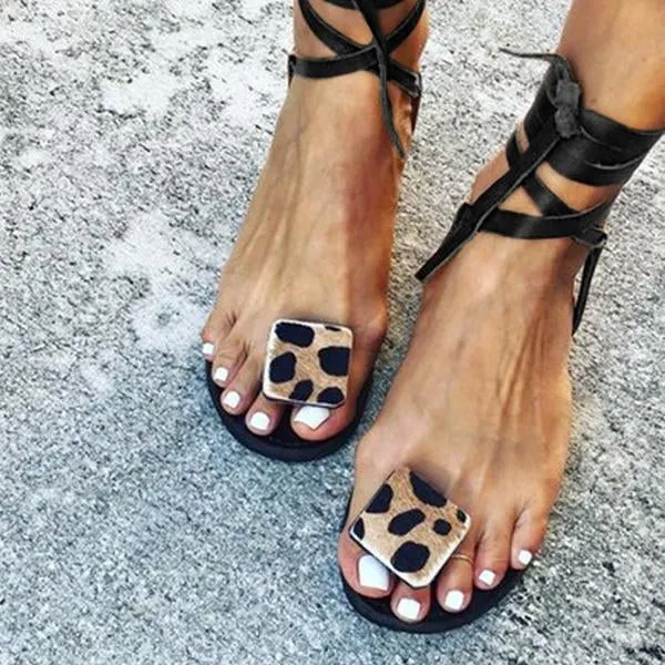 women lace up boho sandals