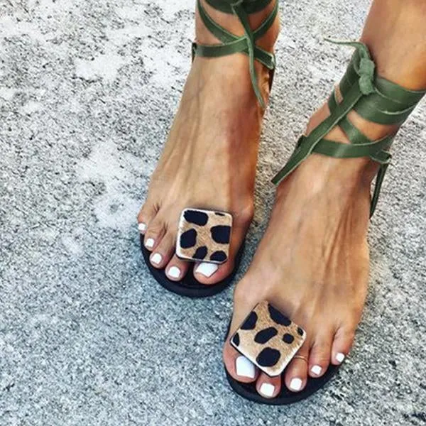 women lace up boho sandals