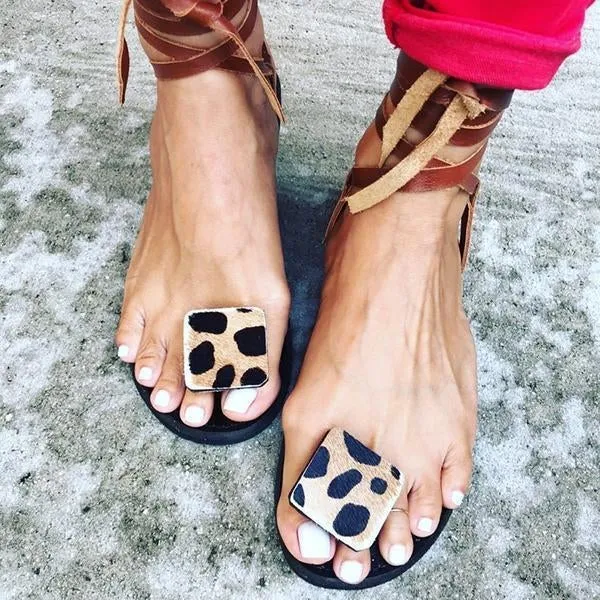 women lace up boho sandals