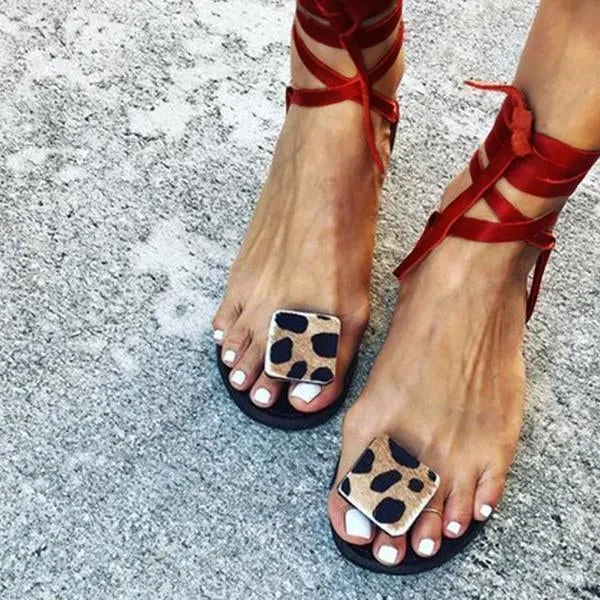 women lace up boho sandals