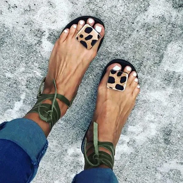 women lace up boho sandals