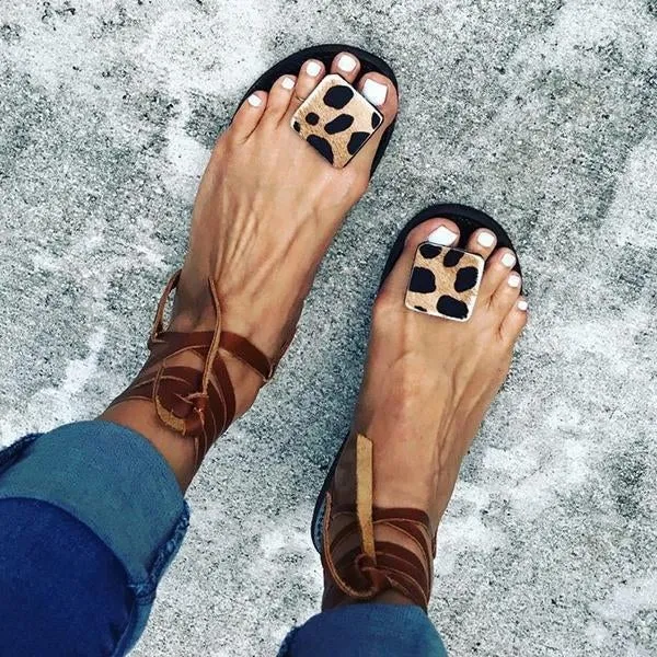 women lace up boho sandals