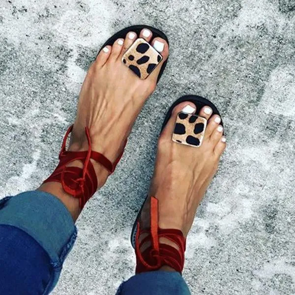 women lace up boho sandals
