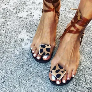 women lace up boho sandals