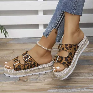 Women's Platform Peep-Toe Leopard Print Sandals 10158283C
