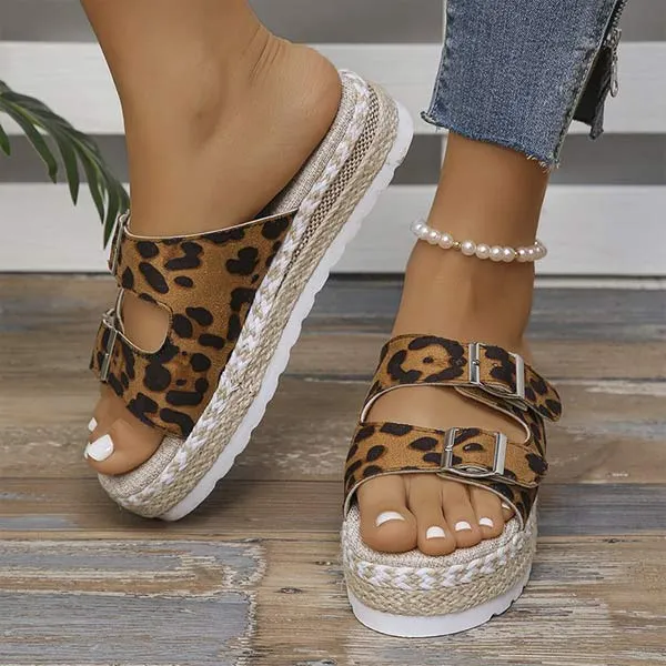 Women's Platform Peep-Toe Leopard Print Sandals 10158283C