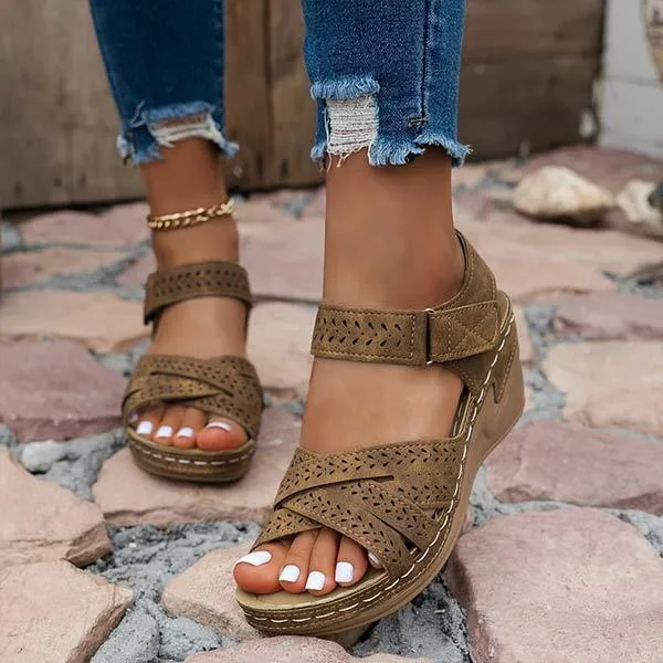 Women's Wear-Resistant Wedge Platform Sandals 15340799C