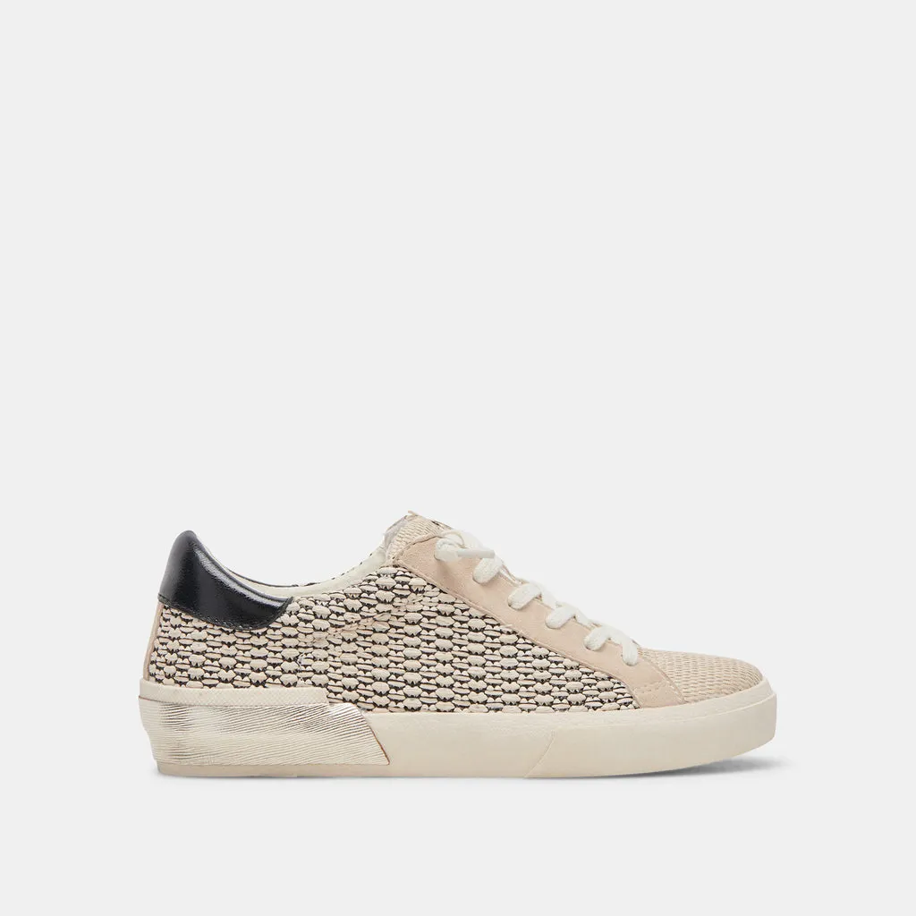 Zina Black Raffia Sneakers